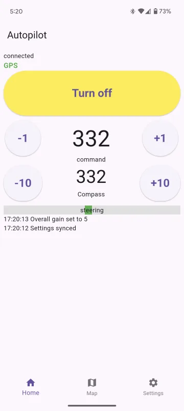 Nautinect autopilot app on a phone